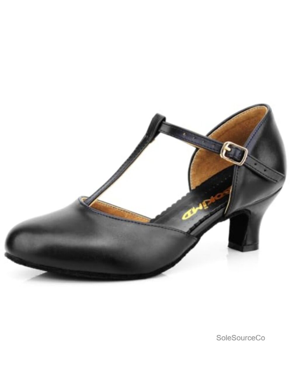 T-Strap Latin Dance Heels Non-Slip Pumps with Adjustable Buckle Heel Height 2.5"